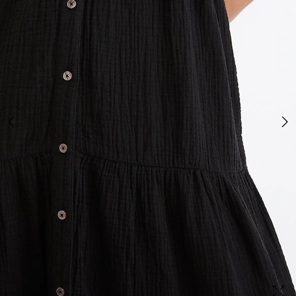 Madewell Lightspun Button-front Tiered Black Midi Dress Size 16 - Picture 4 of 12
